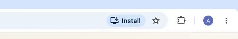 The right-hand end of Chrome's address bar, with an Install button beside the bookmark star.