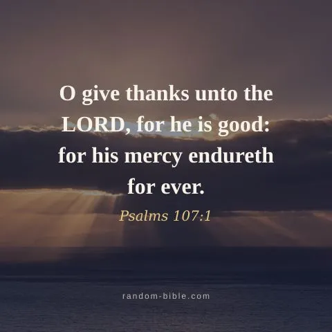 O give thanks unto the LORD, for he is good: for his mercy endureth for ever. — Psalms 107:1