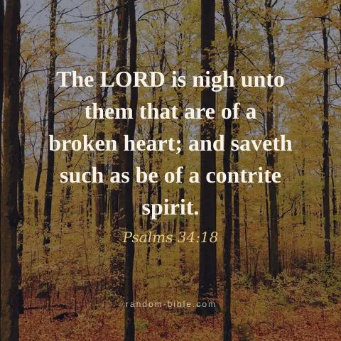 The LORD is nigh unto them that are of a broken heart; and saveth such as be of a contrite spirit. — Psalms 34:18
