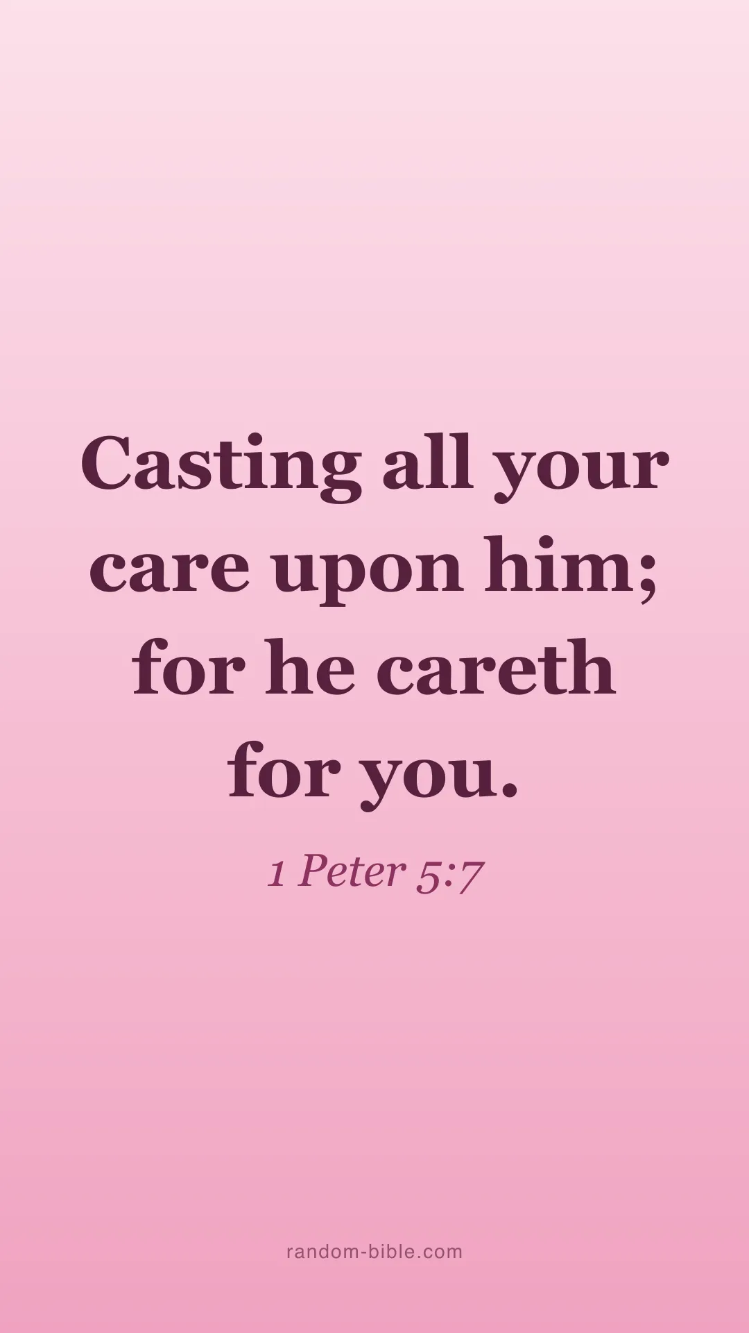 1 Peter 5:7 pink Bible verse wallpaper (KJV)
