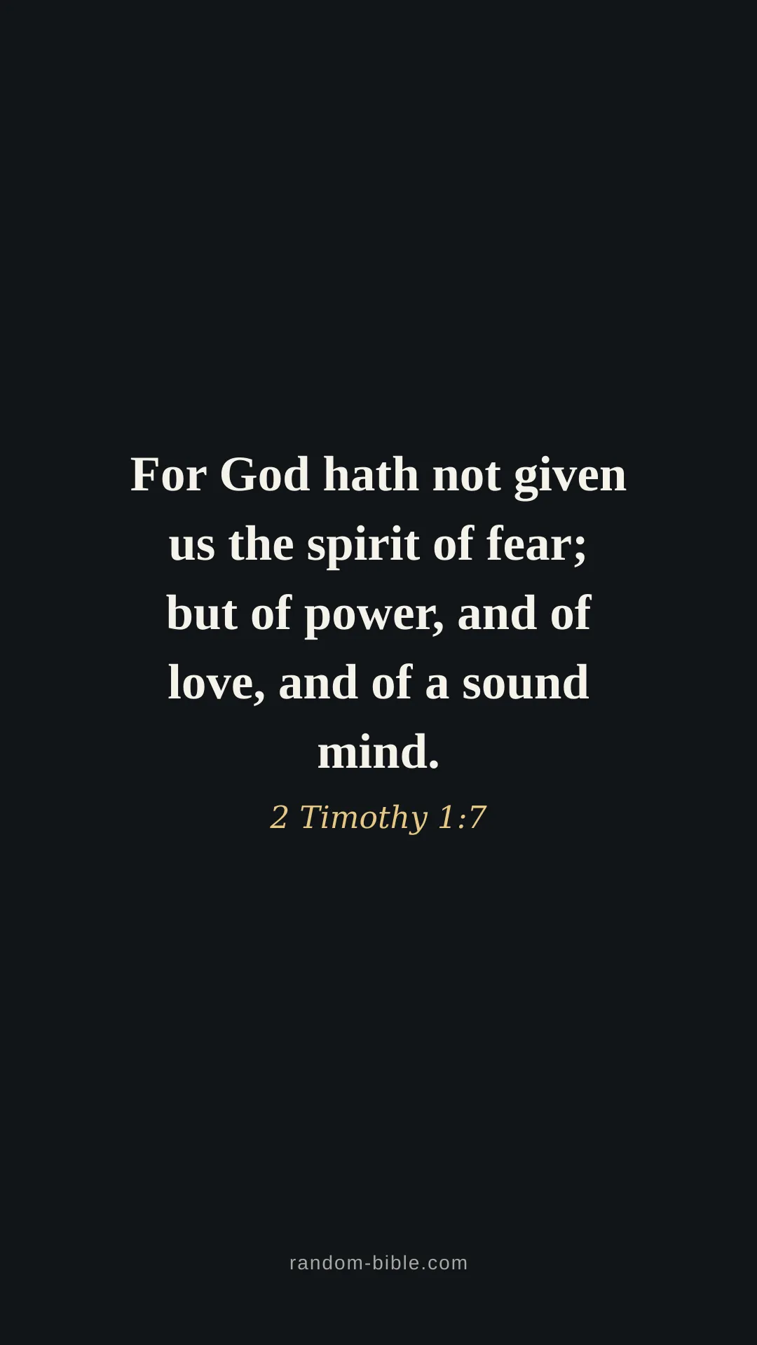 2 Timothy 1:7 — black Bible verse wallpaper