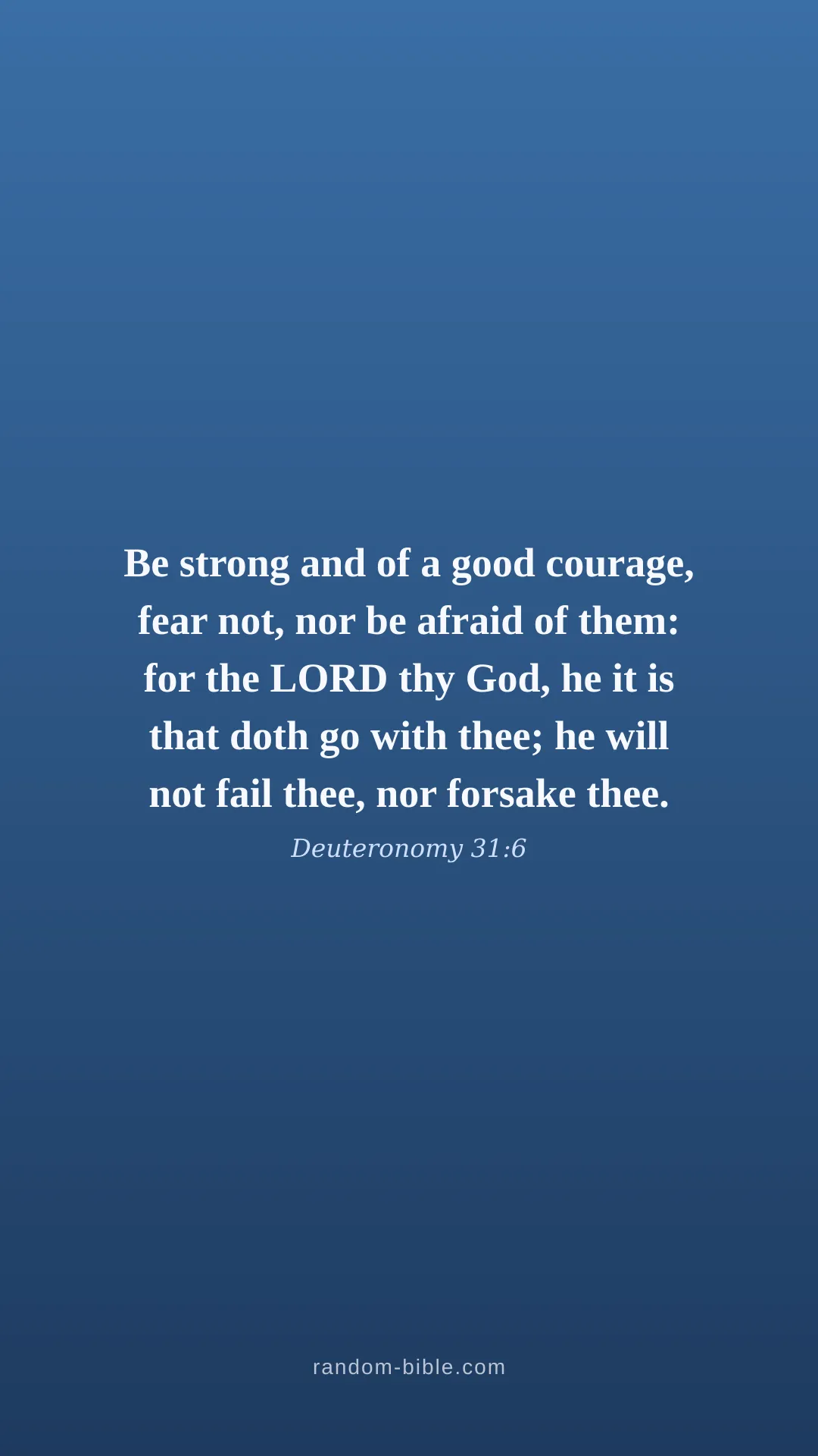Deuteronomy 31:6 — blue Bible verse wallpaper