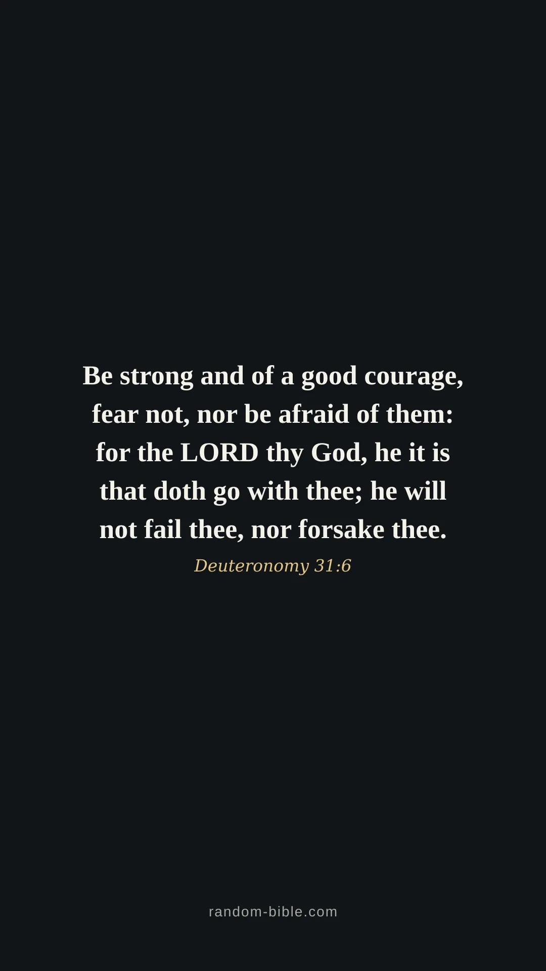 Deuteronomy 31:6 — black Bible verse wallpaper