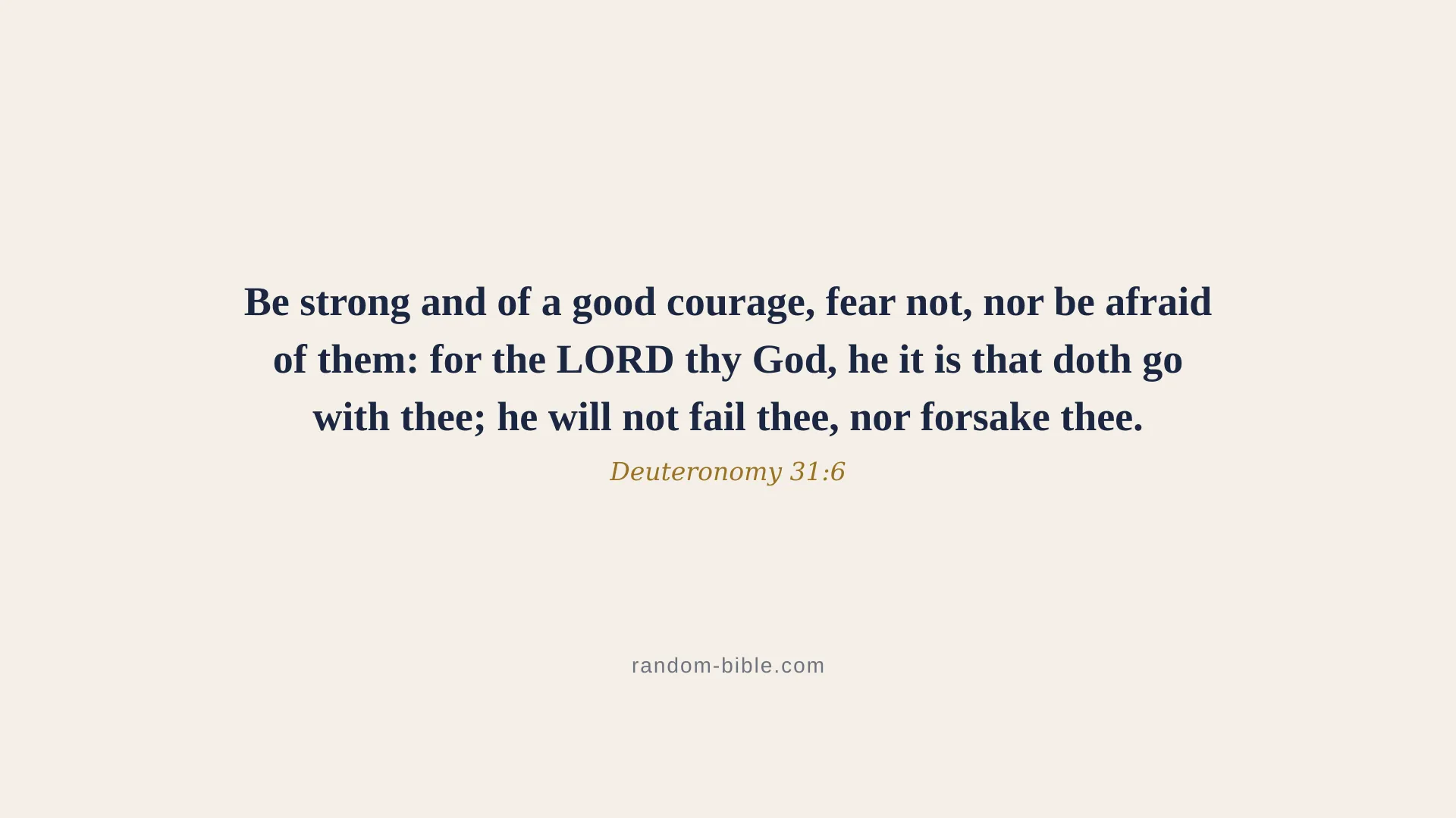 Deuteronomy 31:6 minimal Bible verse wallpaper for desktop and laptop (KJV)