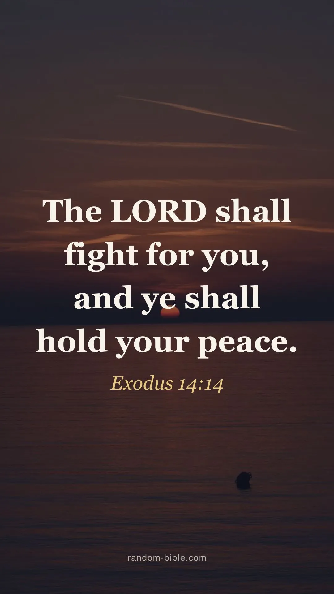 “The LORD shall fight for you, and ye shall hold your peace” (Exodus 14:14) over a photograph