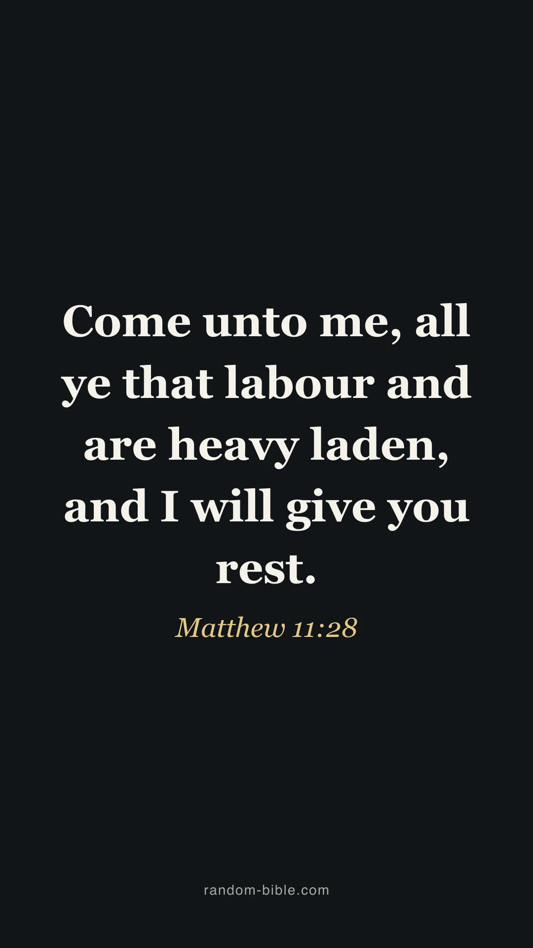 Matthew 11:28 dark Bible verse wallpaper (KJV)