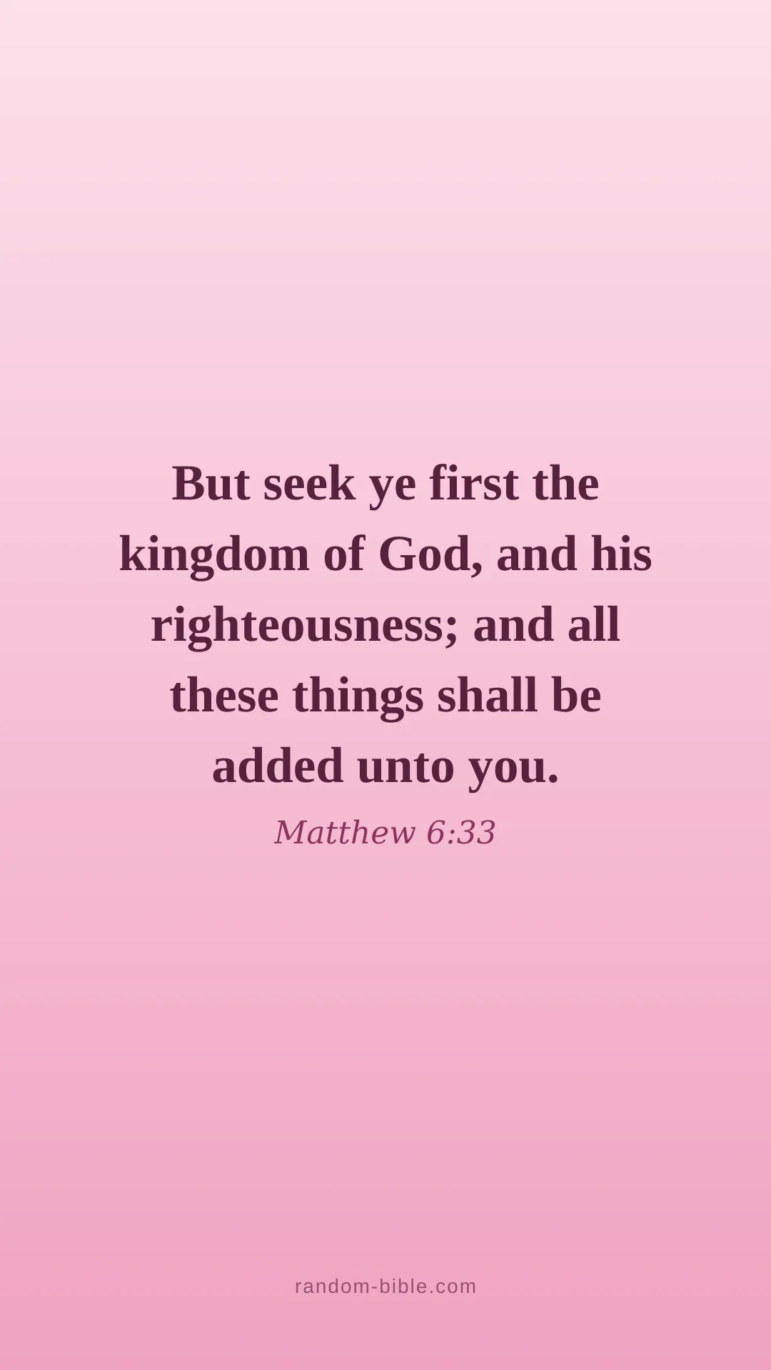Matthew 6:33 pink Bible verse wallpaper (KJV)