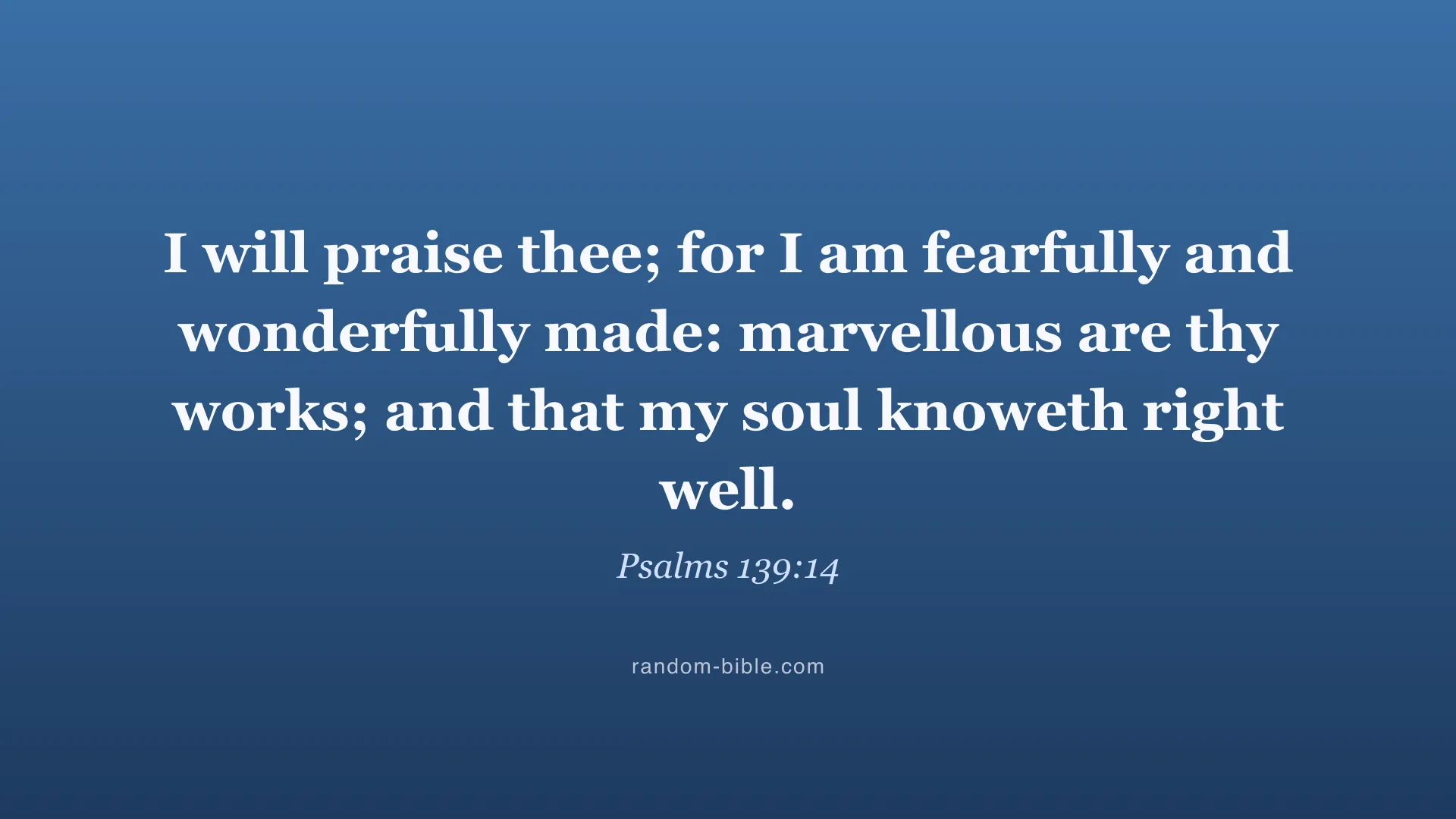 Psalms 139:14 blue Bible verse wallpaper for desktop and laptop (KJV)