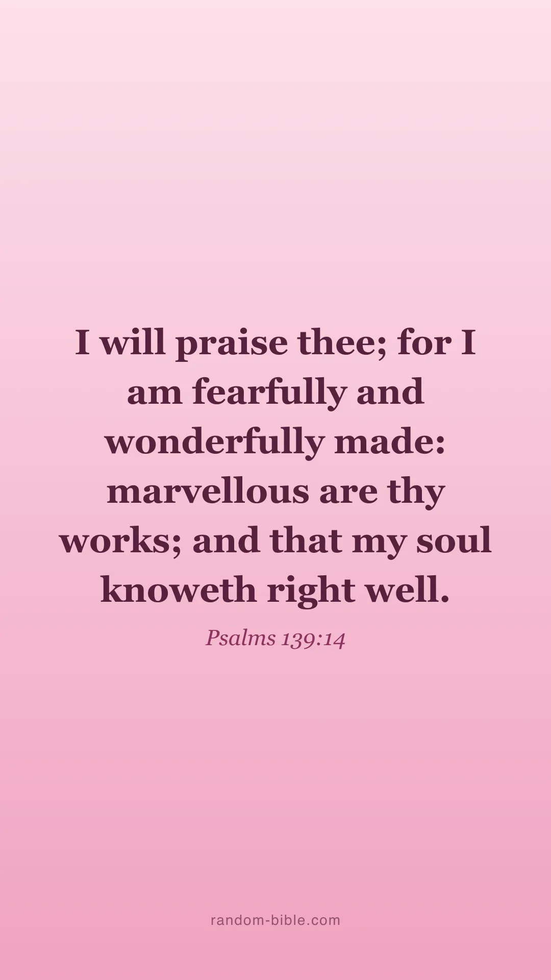 Psalms 139:14 pink Bible verse wallpaper (KJV)