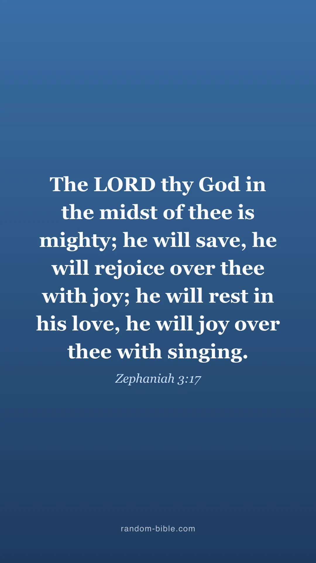 Zephaniah 3:17 blue Bible verse wallpaper (KJV)