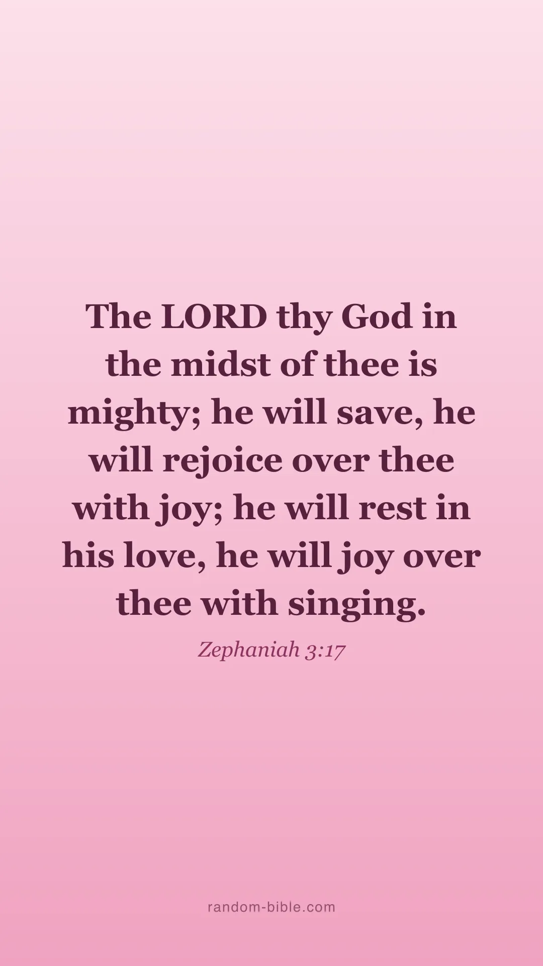 Zephaniah 3:17 pink Bible verse wallpaper (KJV)